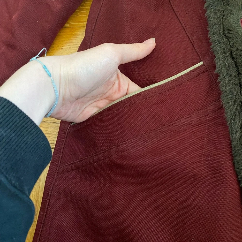 Women's ILGWU Vintage Burgundy Hooded Faux Fur Coat - Picture 4 of 16